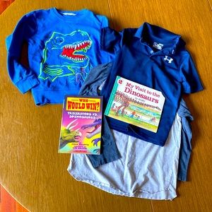 Dinosaur play clothes and books bundle